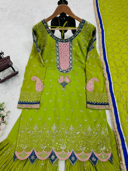 Green Sharara Set for Mehndi and wedding