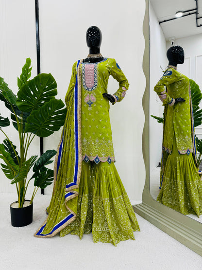 Green Sharara Set for Mehndi and wedding