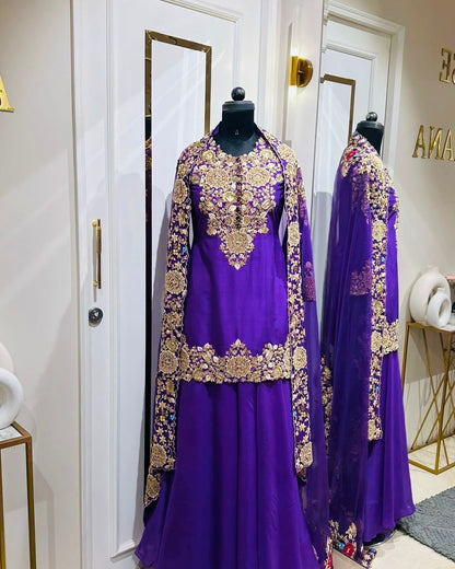 Purple / Red Readymade Sharara set