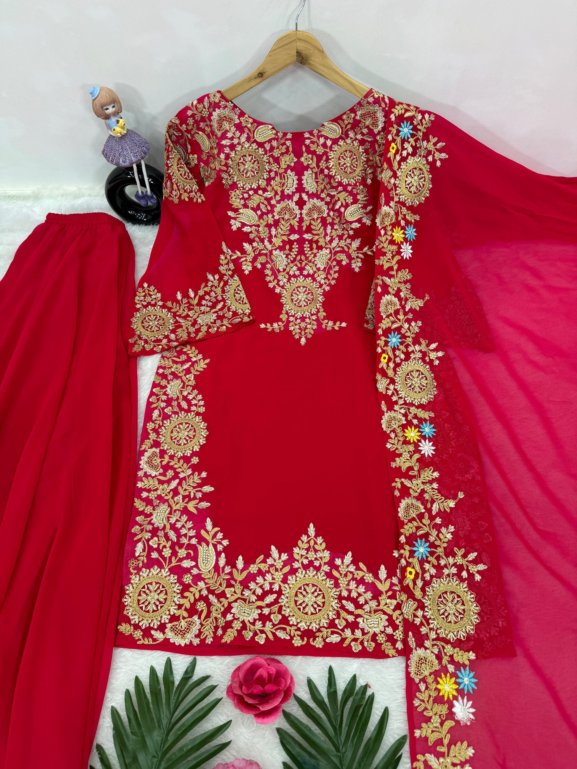 Purple / Red Readymade Sharara set