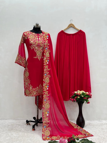 Purple / Red Readymade Sharara set