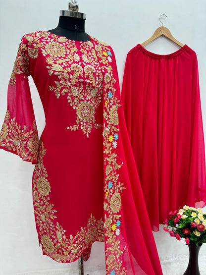 Purple / Red Readymade Sharara set