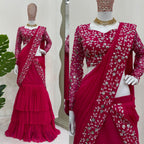 Indo western Ready to wear ruffle style Lehenga Saree