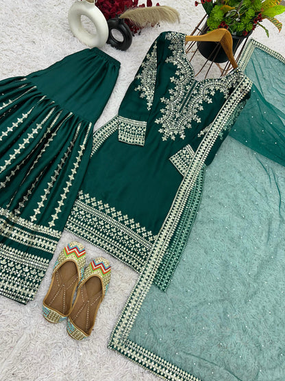 Celebrity Divyanka Tripathi Inspired Green Sharara set