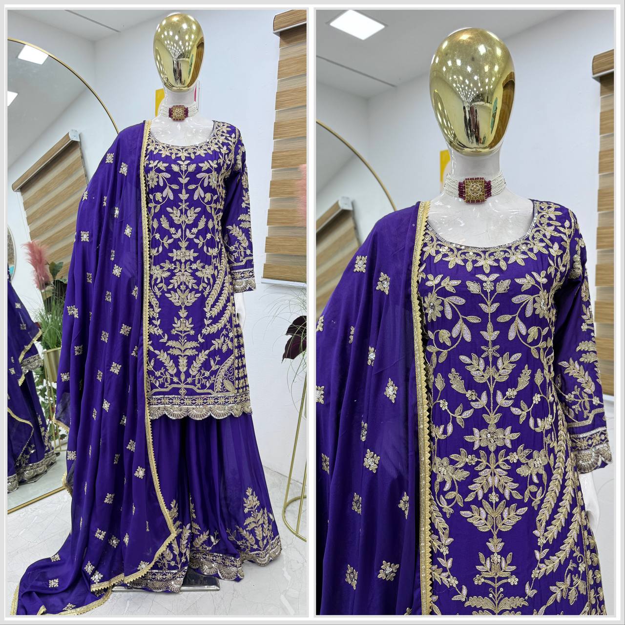 Purple Colour Ready to wear  Sharara set for wedding and party