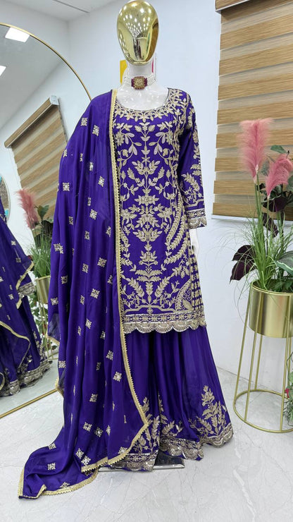 Purple Colour Ready to wear  Sharara set for wedding and party