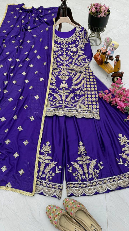 Purple Colour Ready to wear  Sharara set for wedding and party