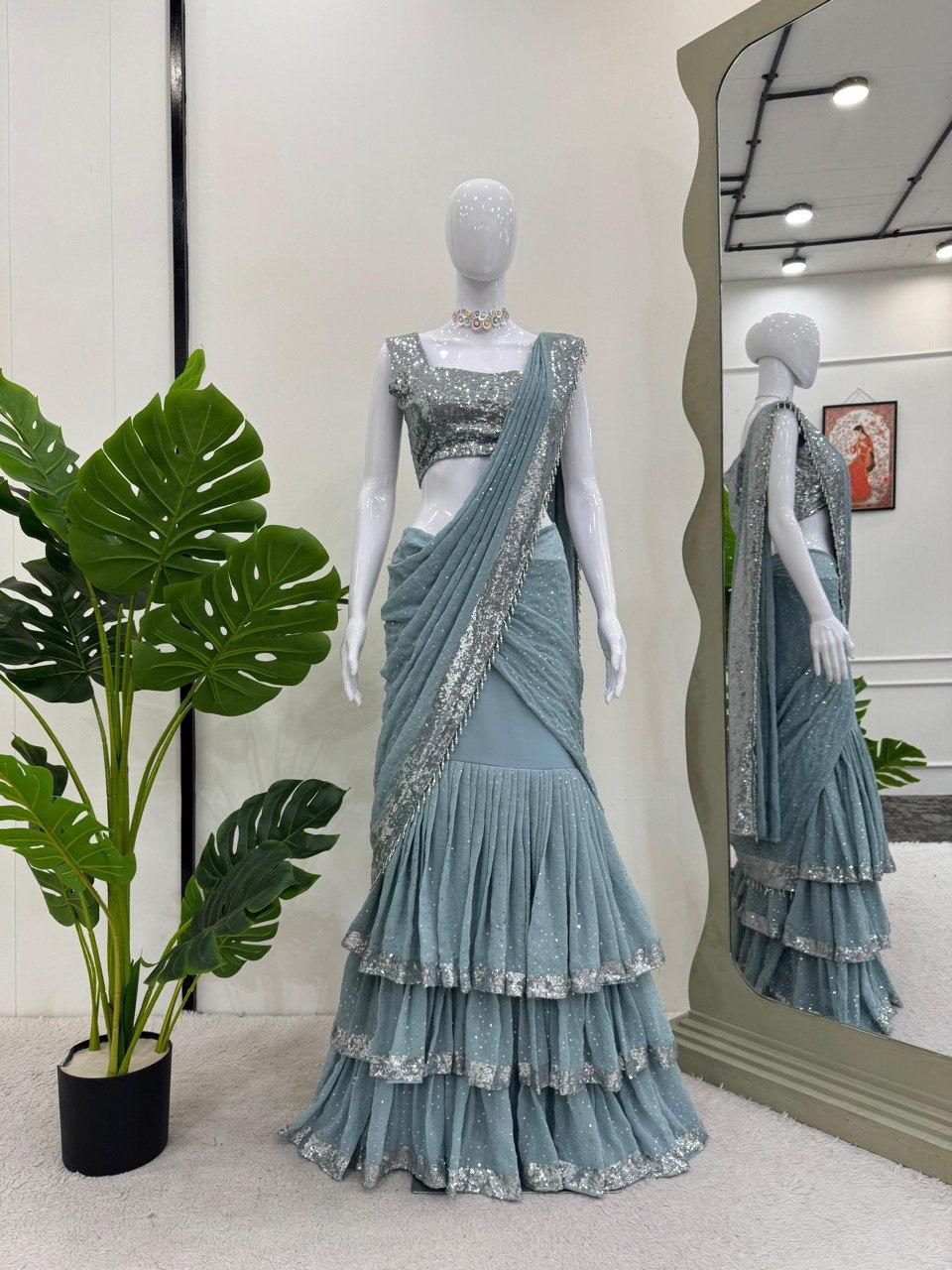 Ruffle  Lehenga Saree for wedding wear