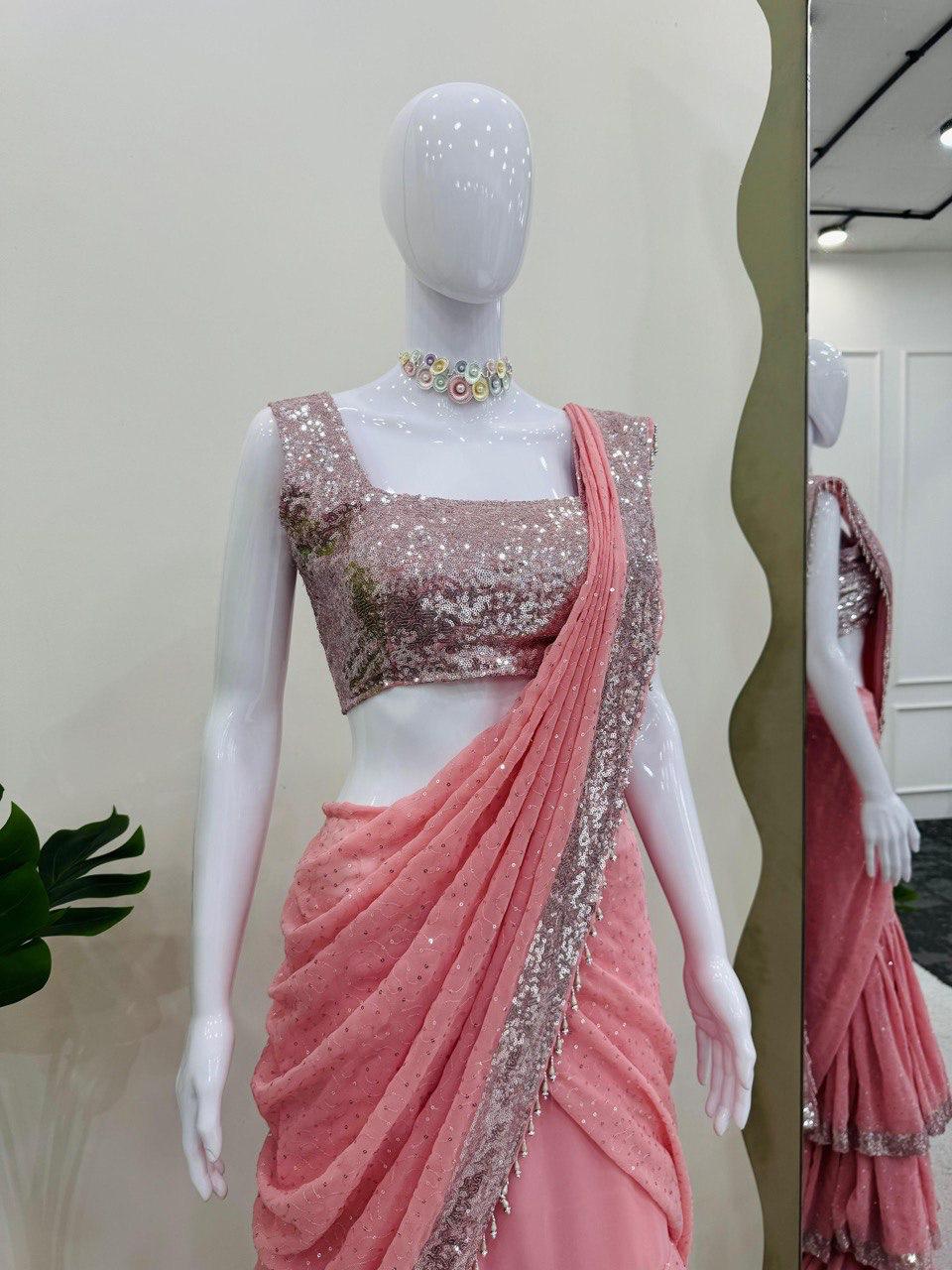 Ruffle  Lehenga Saree for wedding wear