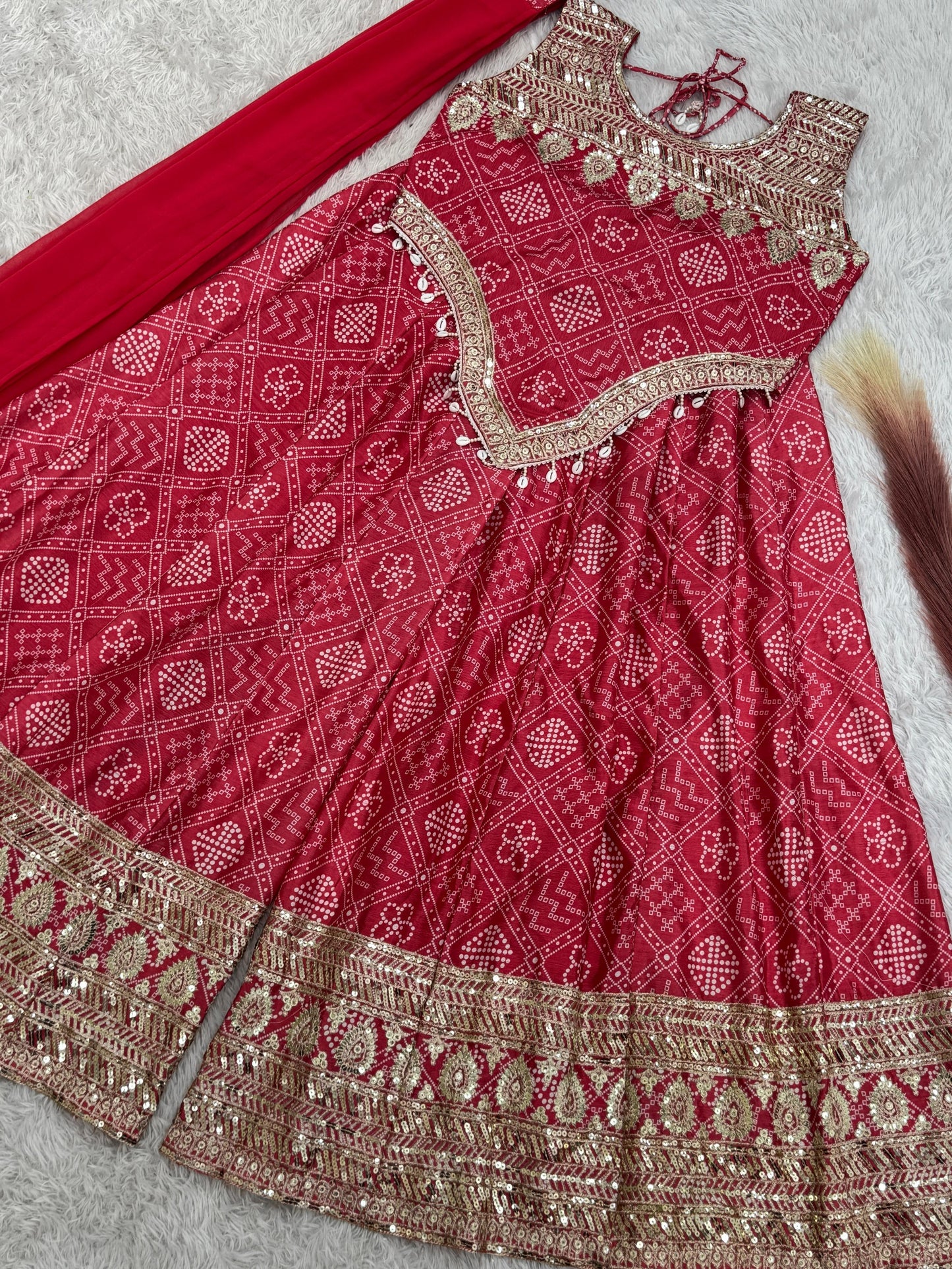 Ready to wear Indo western Top palazzo And Dupatta set for wedding