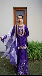 Readymade purple kurta suit set for party and wedding