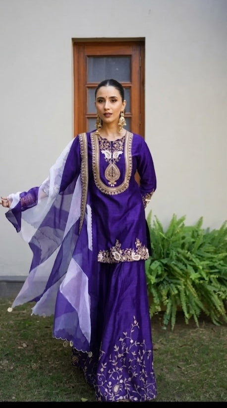 Readymade purple kurta suit set for party and wedding