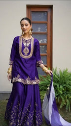 Readymade purple kurta suit set for party and wedding