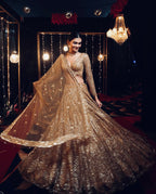 Sabyasachi Inspired Golden Shimmer Sequin lehenga set for women sure to impress all brides and bridesmaids