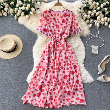 Emmy Love Print Mid Length Summer Dress - 24th Spoke