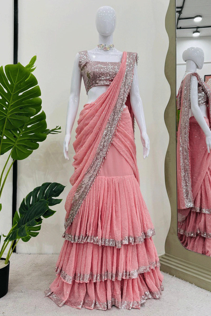 Ruffle  Lehenga Saree for wedding wear