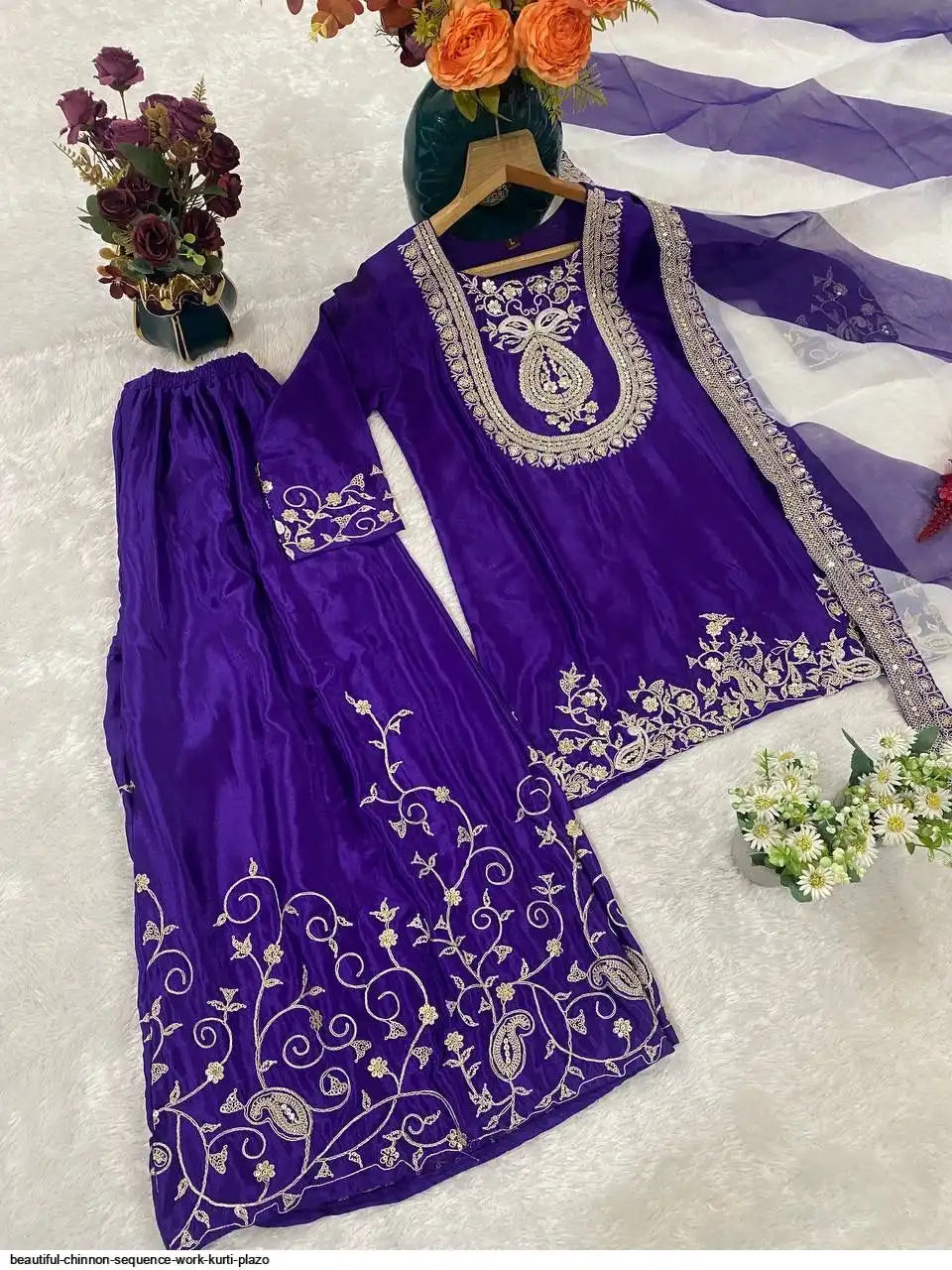 Readymade purple kurta suit set for party and wedding