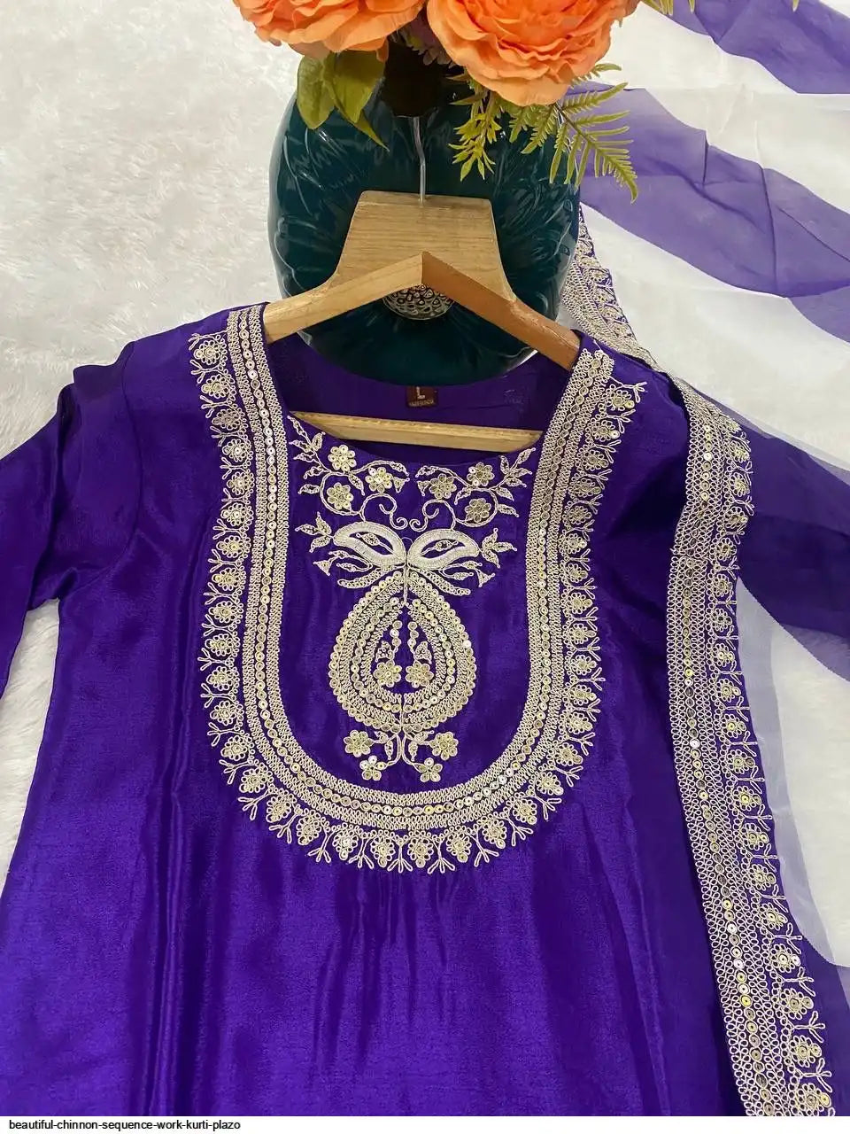 Readymade purple kurta suit set for party and wedding