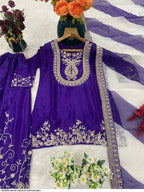 Readymade purple kurta suit set for party and wedding