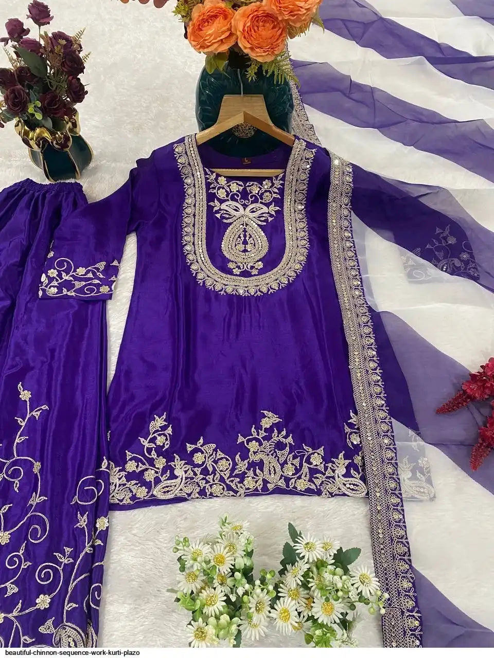 Readymade purple kurta suit set for party and wedding