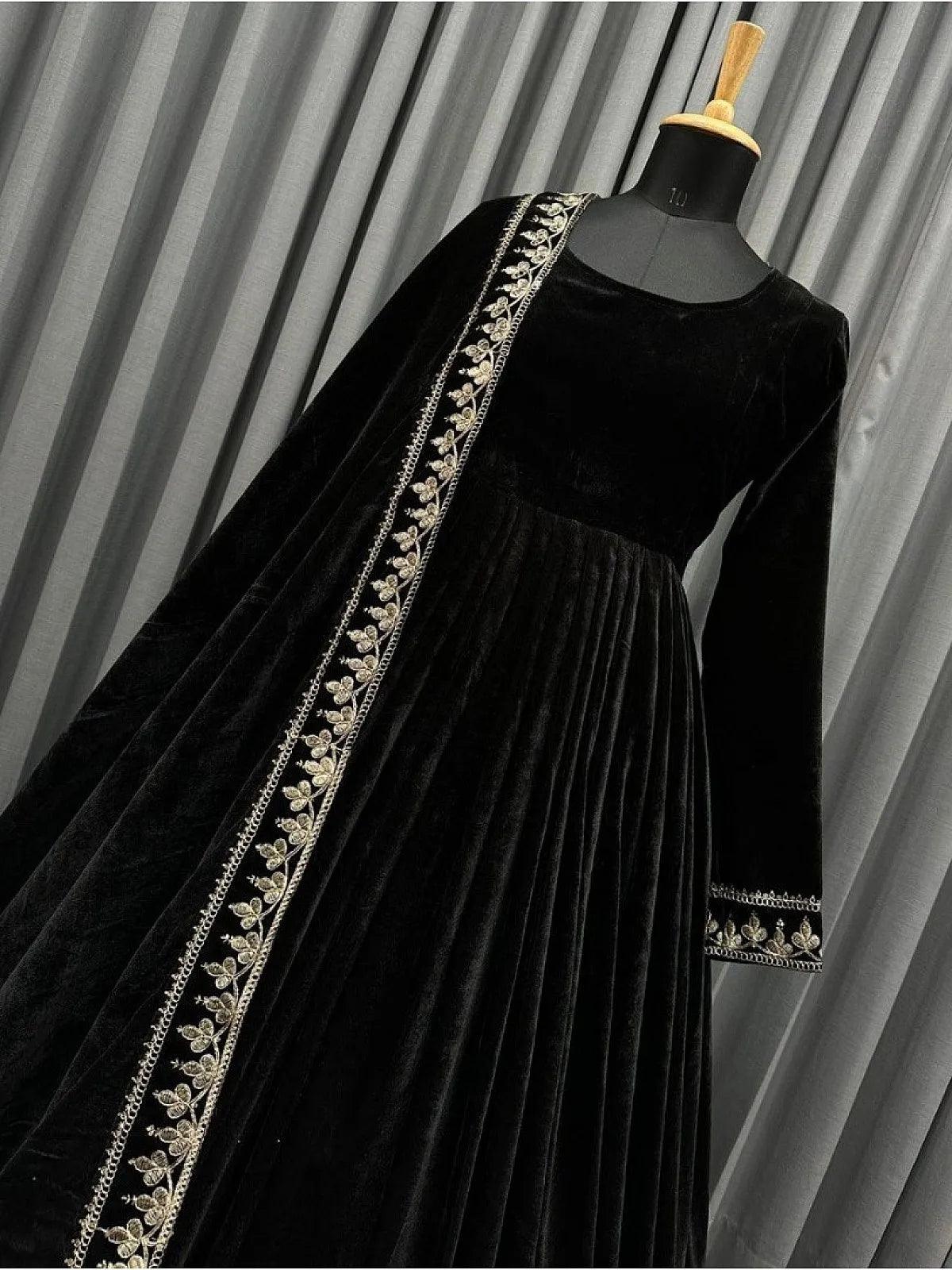 Bollywood Desinger Velvet Long Gown Anarkali - 24th Spoke