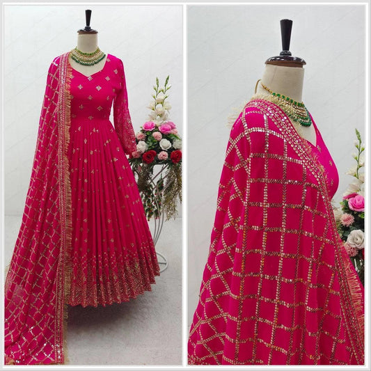 Wedding Wear Pink Anarkali Gown - 24th Spoke