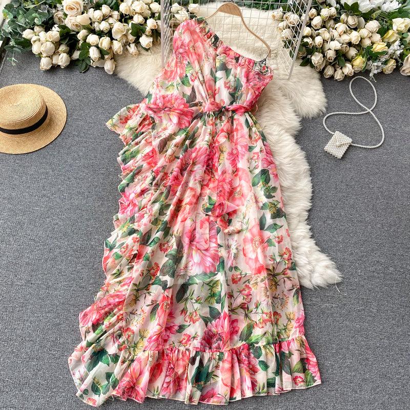 Women One Shoulder Floral Dress - 24th Spoke