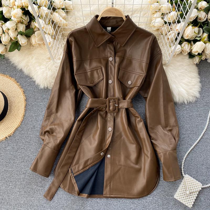 Women Leather Jacket Dress - 24th Spoke