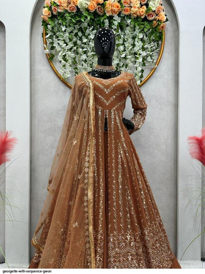 Wedding Wear Golden Kurta lehenga Set - 24th Spoke