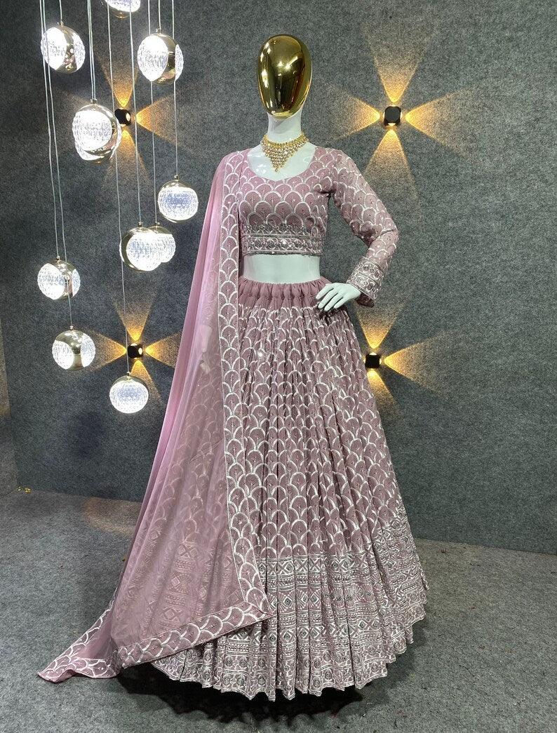 Dusty Peach Thread work Lehenga - 24th Spoke