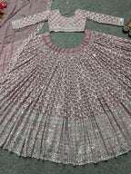 Dusty Peach Thread work Lehenga - 24th Spoke