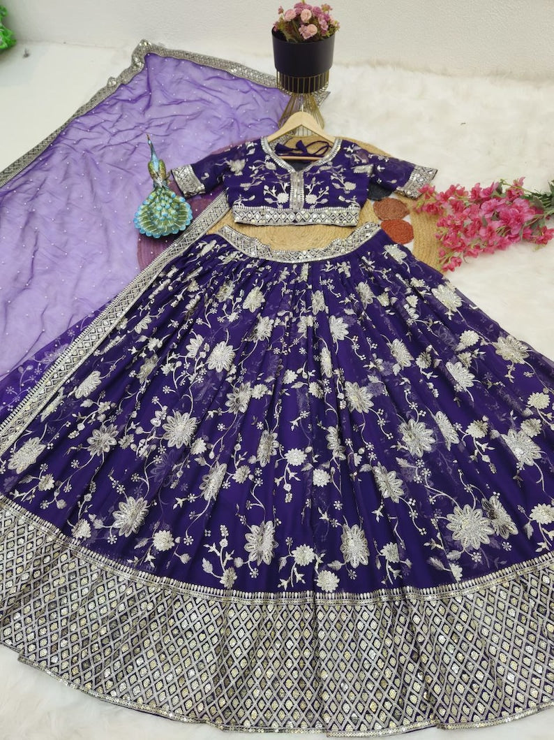 Celebrity Bollywood kareena Purple lehenga chunni set