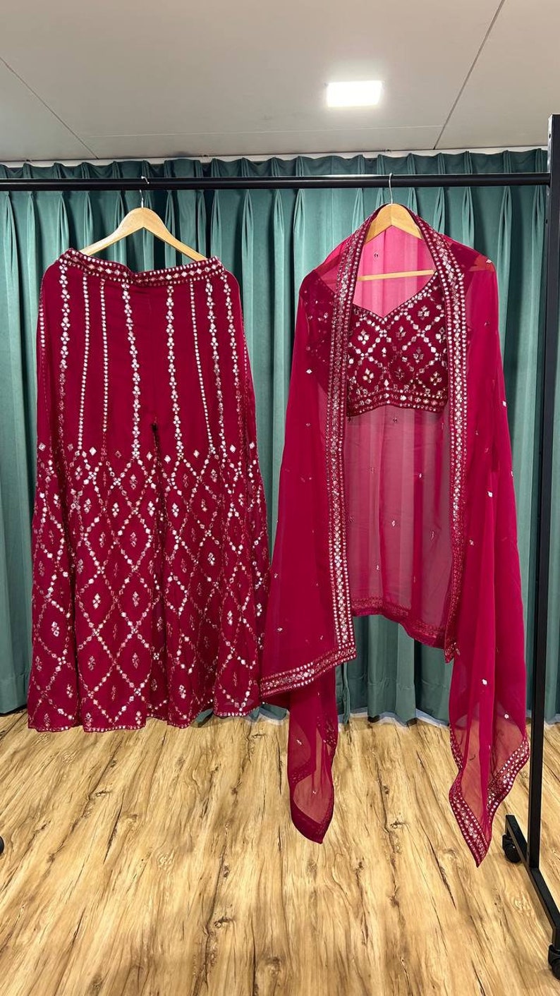 Designer Indo Western Coord set for party and wedding , Top Palazzo and shrug set