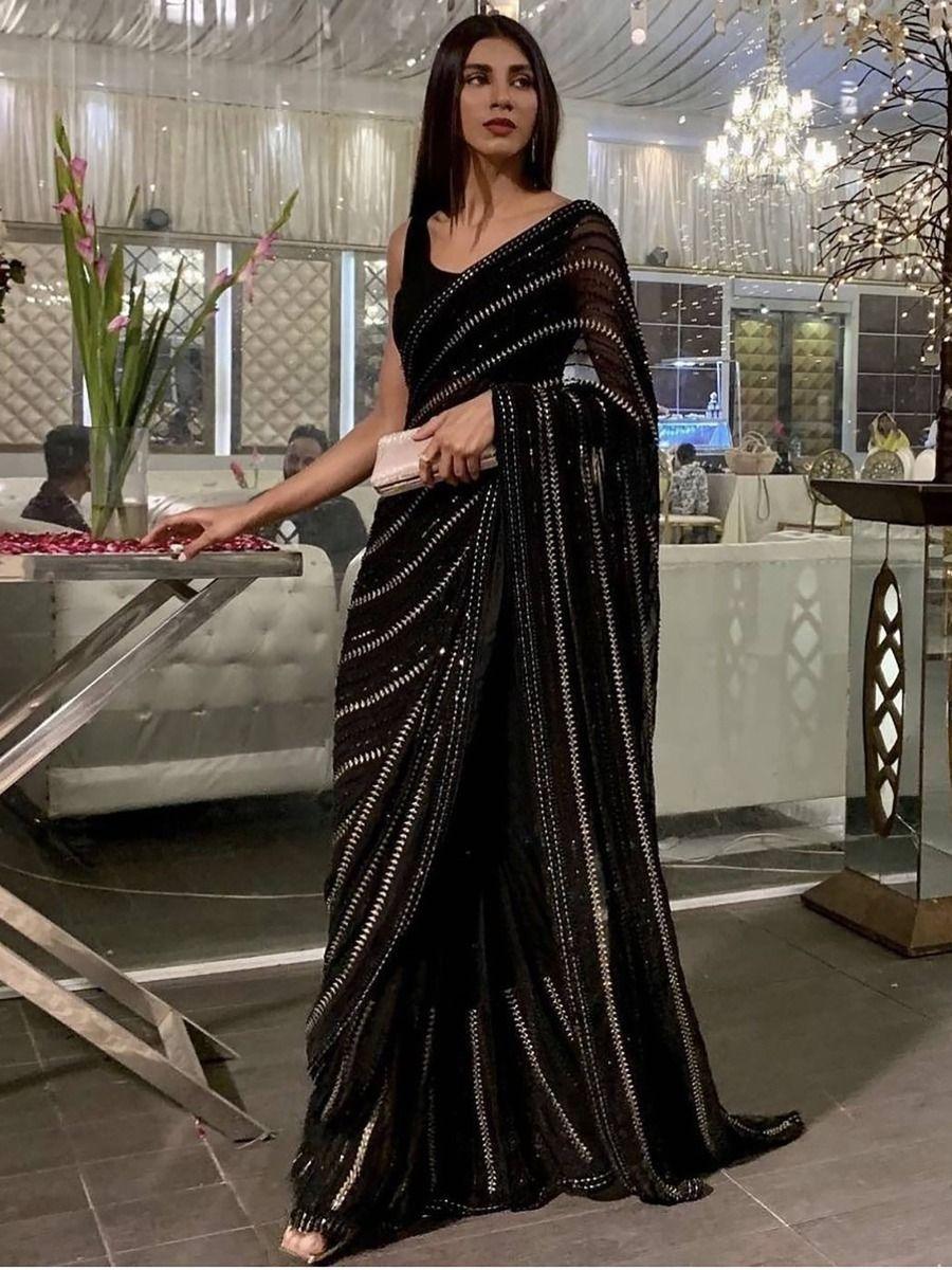 Sabyasachi Saree, Designer Saree, Black Saree, Green Saree, Priyanka chopra saree - 24th Spoke