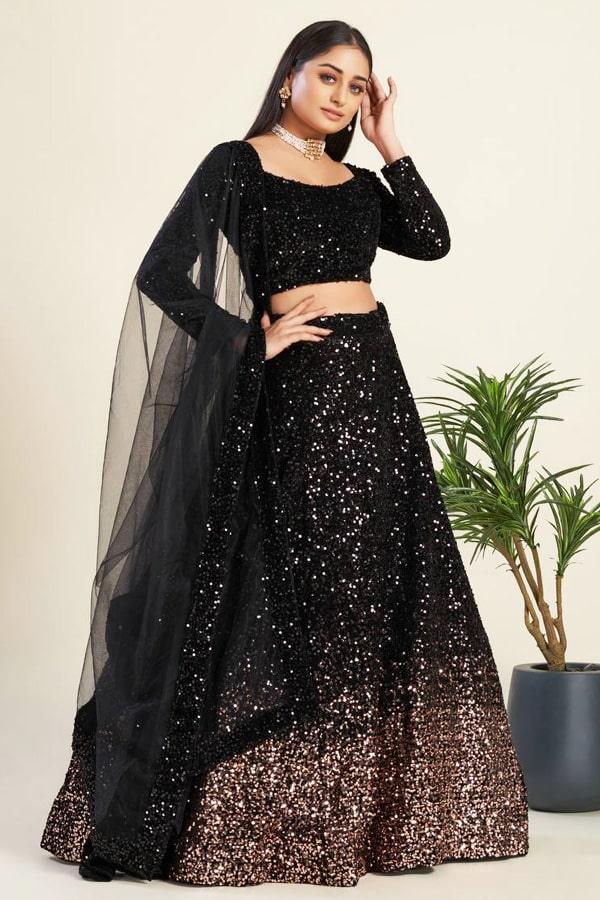 Sabyasachi Black Lehenga, Sequence Shaded Lehenga , Festive Lehenga Choli Set - 24th Spoke