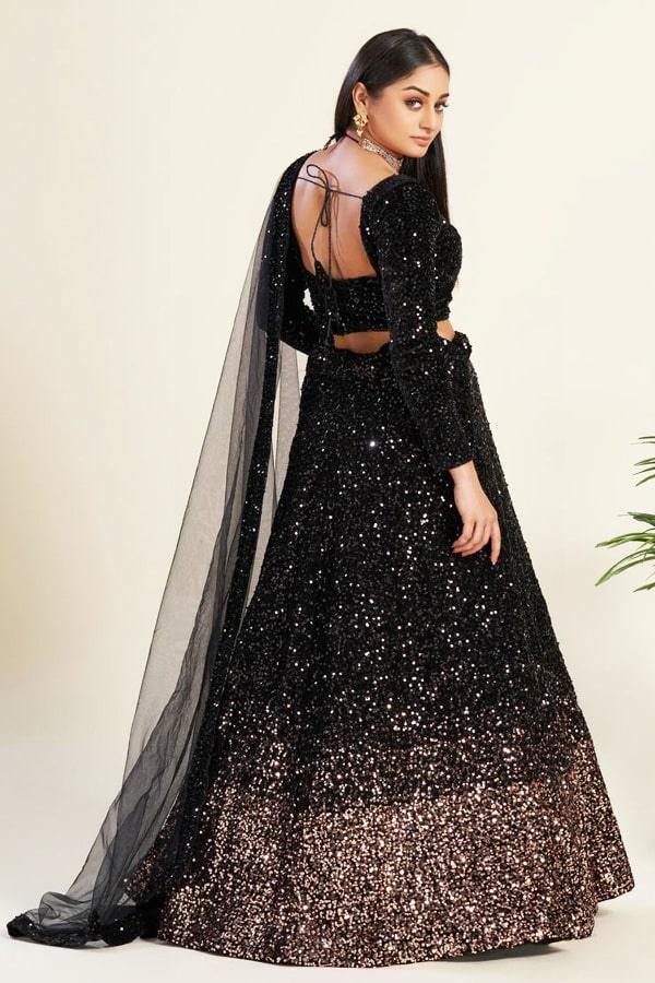 Sabyasachi Black Lehenga, Sequence Shaded Lehenga , Festive Lehenga Choli Set - 24th Spoke