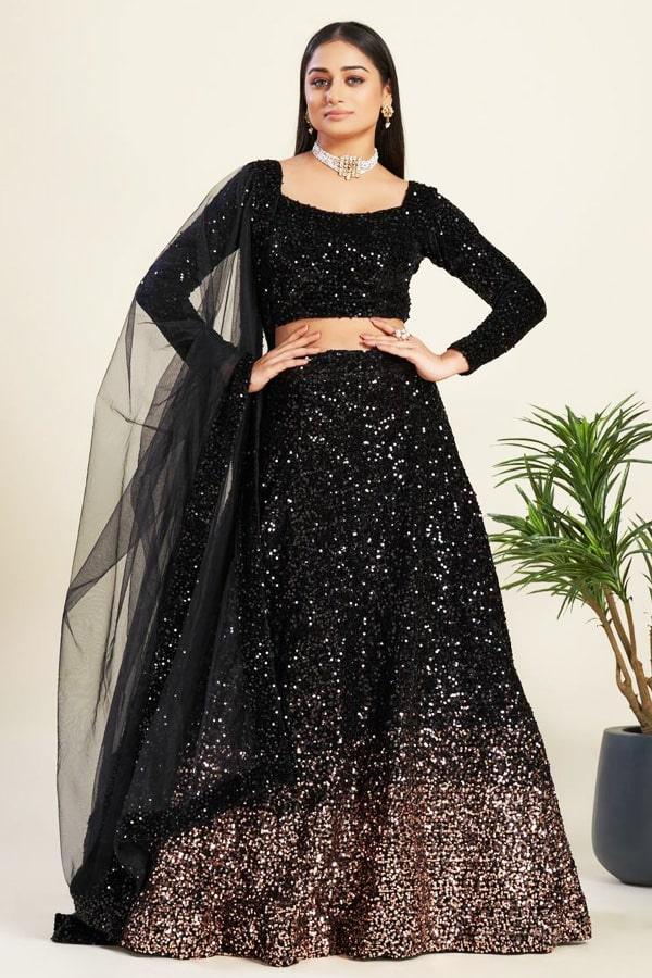 Sabyasachi Black Lehenga, Sequence Shaded Lehenga , Festive Lehenga Choli Set - 24th Spoke