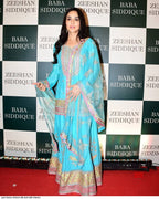 Preity Zinta Bollywood style sky blue sharara suit set for summer wedding and party function 24th Spoke