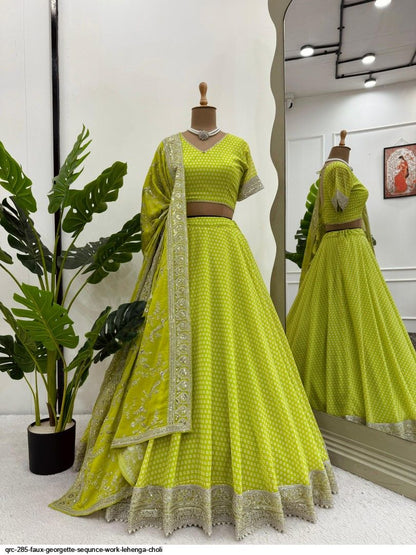 Sabyasachi Inspired Green Lehenga Choli with Heavy Dupatta