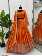 Trending Orange Flared Lehenga for haldi ,wedding and festive wear