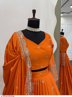 Trending Orange Flared Lehenga for haldi ,wedding and festive wear