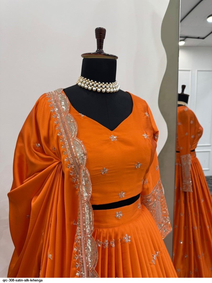 Trending Orange Flared Lehenga for haldi ,wedding and festive wear