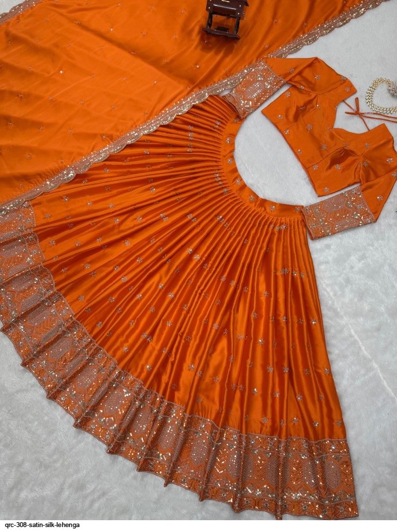 Trending Orange Flared Lehenga for haldi ,wedding and festive wear
