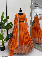 Trending Orange Flared Lehenga for haldi ,wedding and festive wear