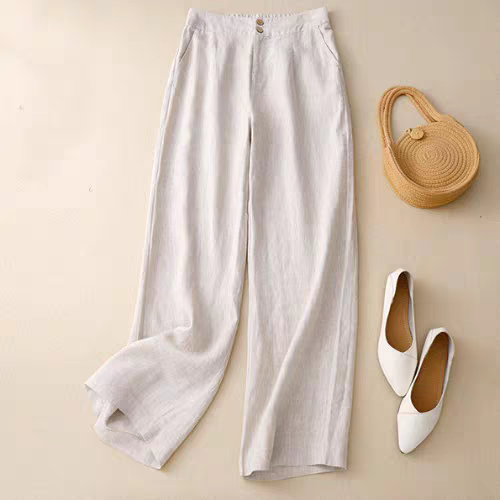 Alyssa Summer Linen Long High Waist Trouser