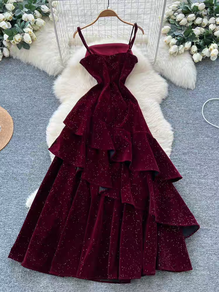 Kirsten Velvet Ruffle Dress