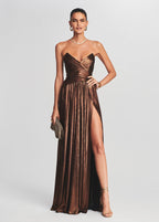 Milena Mettallic Party Slit Dress