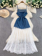 Diane Summer Denim A Line Lace Dress