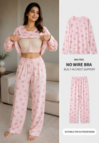 Built-in Bra Padded Nightwear for Women - Cotton Pajama Set