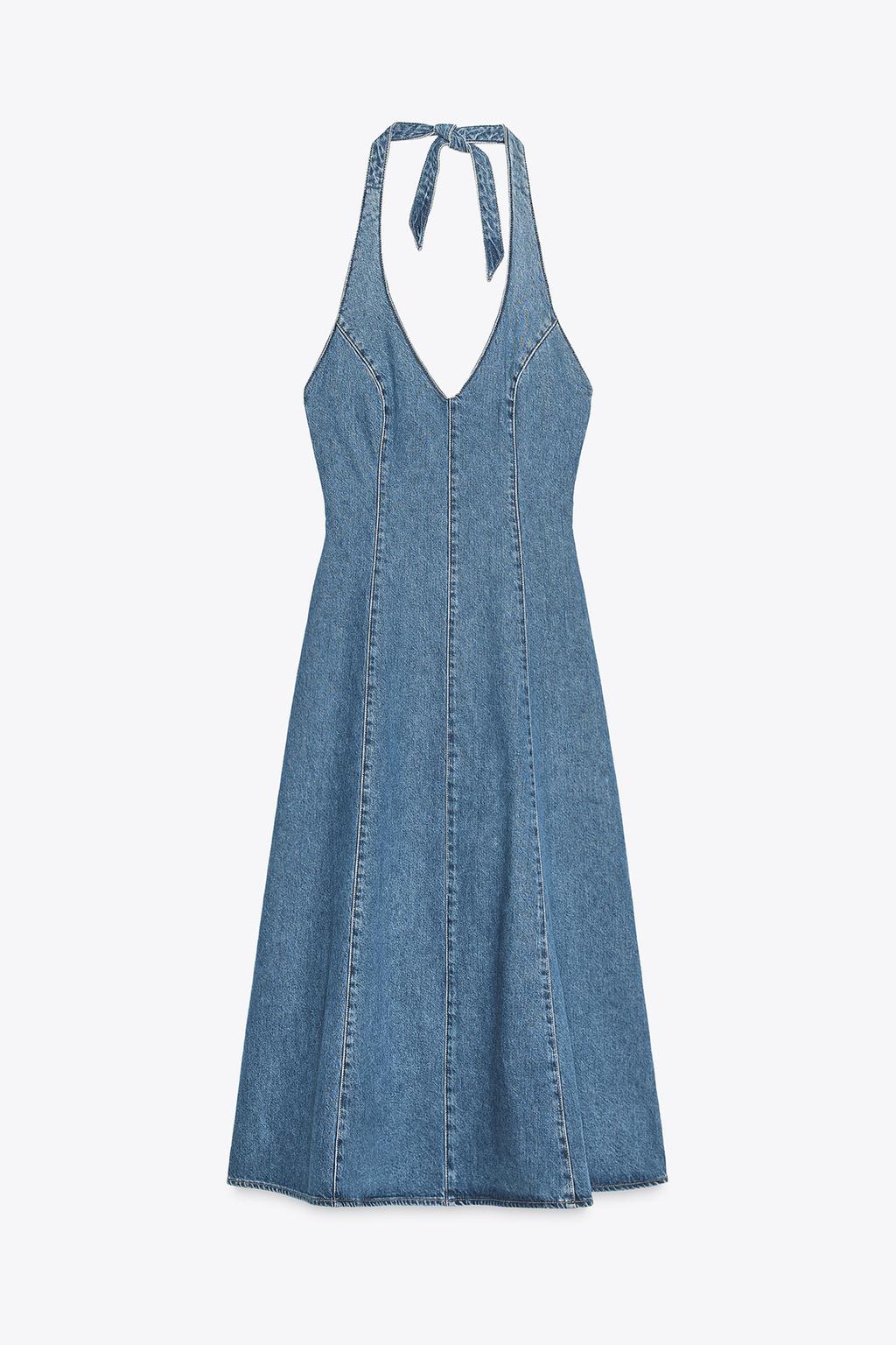 Claire Halter Neck Denim Dress